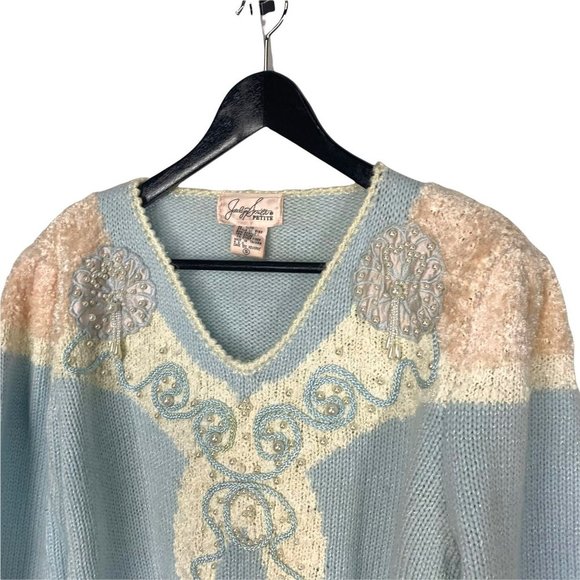 Vintage 80s Jaclyn Smith Pearl Embellished Knit Sweater Small - Picture 2 of 8